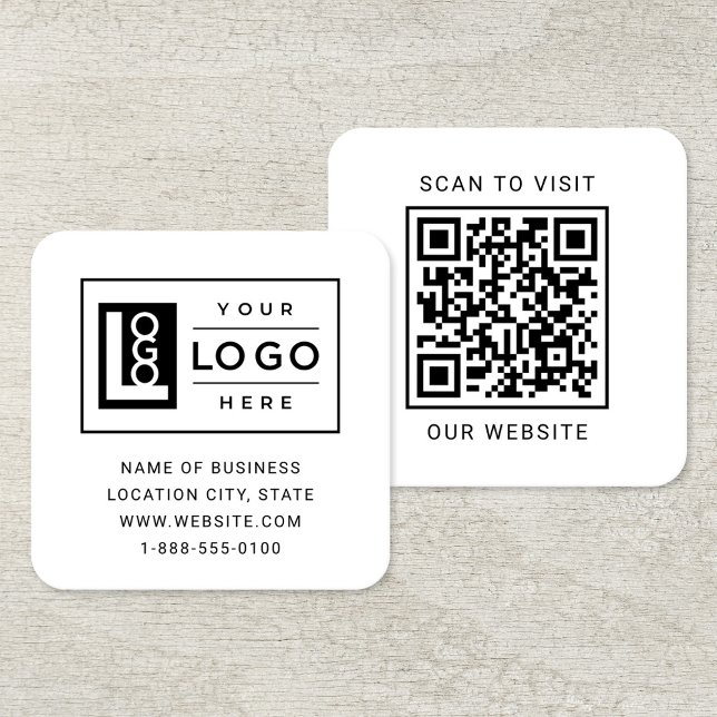 Modern Custom Logo and QR Code Square Business Card (Creator Uploaded)
