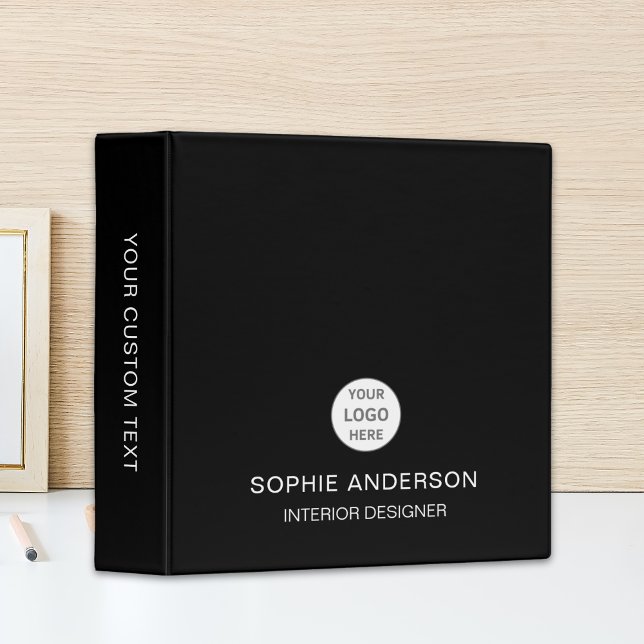 Modern Custom Logo Black Professional Business 3 Ring Binder (Modern Custom Logo Black Professional Business 3 Ring Binder)