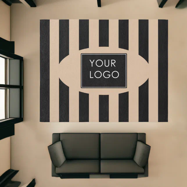 Custom R Logo. Service Rugs Modern Custom Logo Business Company Striped Rug | Zazzle