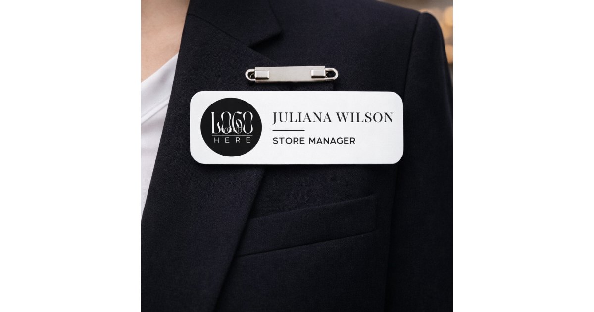 Modern Custom Logo Employee Magnetic Safety Pin Name Tag | Zazzle