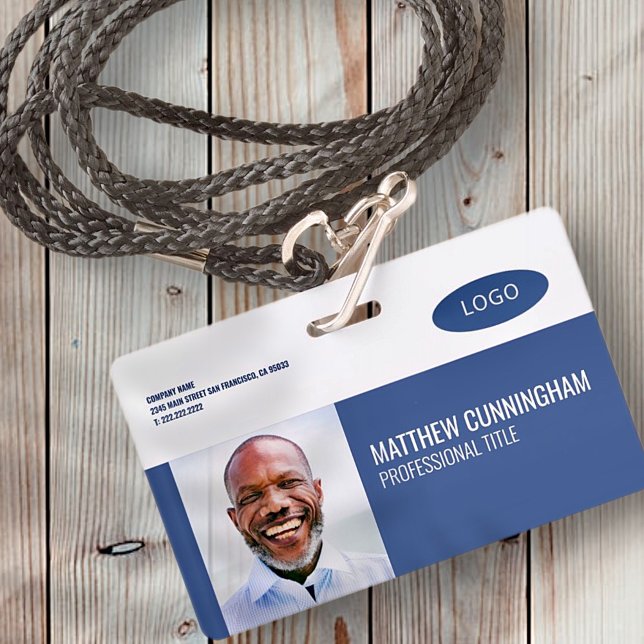 Modern Custom Logo Employee Name Barcode Badge (Creator Uploaded)