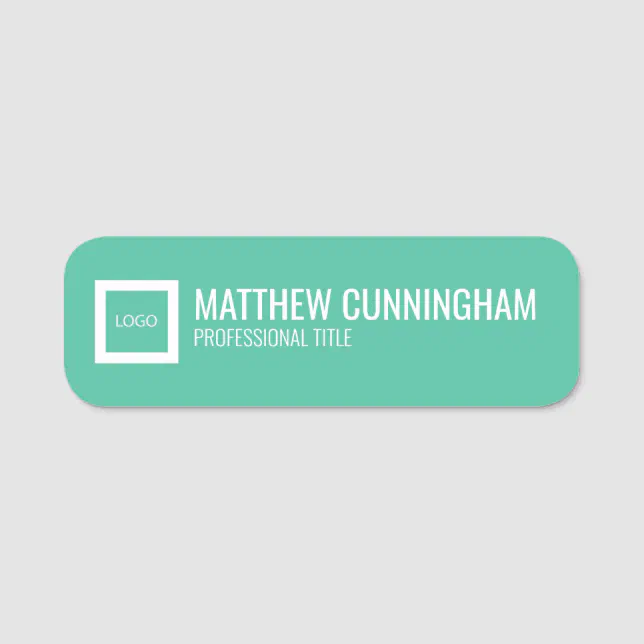 Modern Custom Logo Employee Name Job Title Tag | Zazzle
