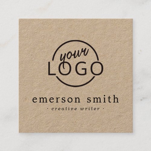 Modern custom logo minimalist Kraft paper Square Business Card