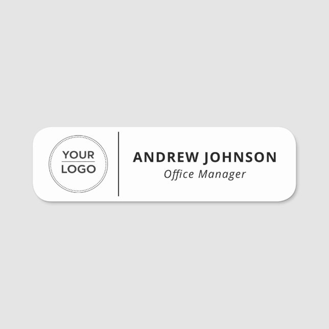 Modern Custom Logo Office Manager Name Tag (Front)