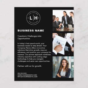 Modern Custom Logo Photo Black Business Flyer