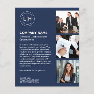 Modern Custom Logo Photo Navy Blue Business Flyer