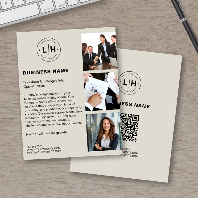 Modern Custom Logo Photo QR Business Flyer (Modern Custom Logo Photo QR Business Flyer)