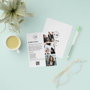 Modern Custom Logo Photo QR White Business Flyer