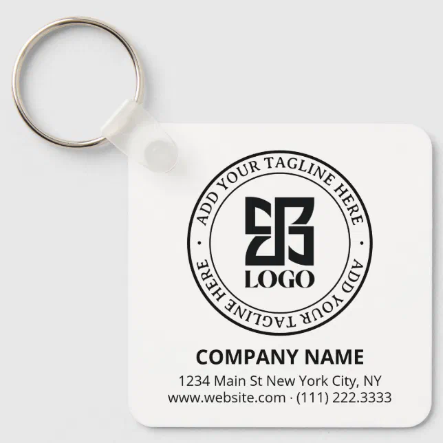 Modern Custom Logo QR Code Business Promotional Keychain | Zazzle