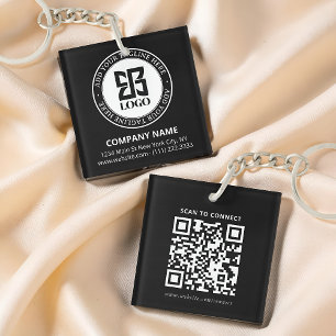 Modern Custom Logo QR Code Business Promotional Keychain