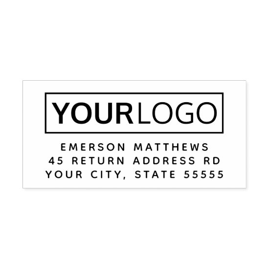 Modern custom logo return address or text self-inking stamp