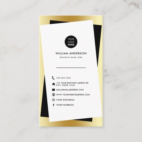 Modern Custom Logo Social Media Icons Unique Gold Business Card