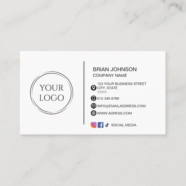 Modern custom logo social media QR code Business Card (Front)