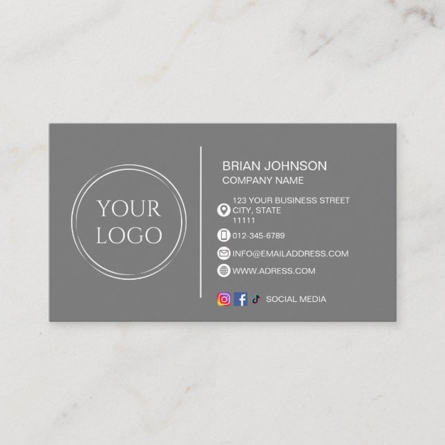 Modern custom logo social media QR code Business Card (Front)