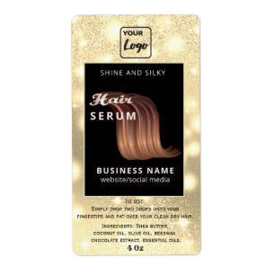 Modern custom logo sparkle script hair serum label