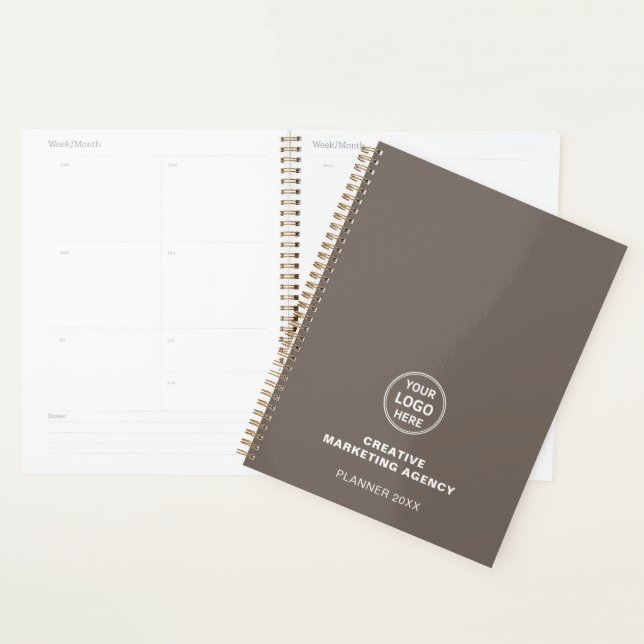 Modern Custom Logo Taupe Business Planner (Display)