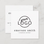 Modern custom logo white minimalist square business card (Front/Back)