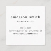 Modern custom logo white minimalist square business card (Back)