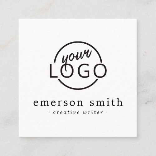 Modern custom logo white minimalist square business card
