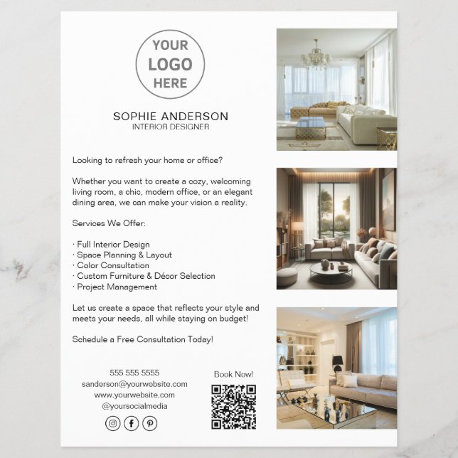 Modern Custom Logo White Professional Business Flyer (Front)