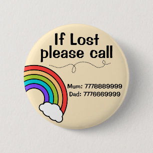 Modern Custom Lost Missing Child Id Rainbow Badge Button
