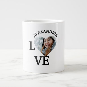 Modern Custom love heart photo template Giant Coffee Mug