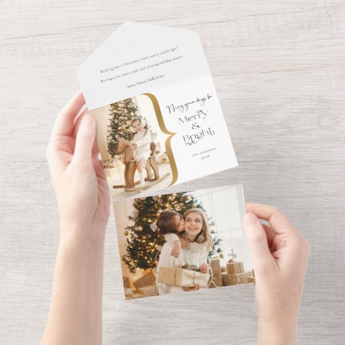 Modern Custom Merry  Bright Typography Photo All In One Invitation