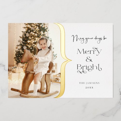 Modern Custom Merry & Bright Typography Photo