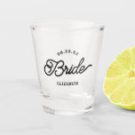 Modern Custom Minimalist Bride Shot Glass<br><div class="desc">These shot glasses are perfect for the soon-to-be Mrs! Customize with your wedding date and wedding colors and name.</div>