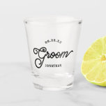 Modern Custom Minimalist Groom Shot Glass<br><div class="desc">These shot glasses are perfect for the Groom! Customize with your wedding date and wedding colors and name.</div>