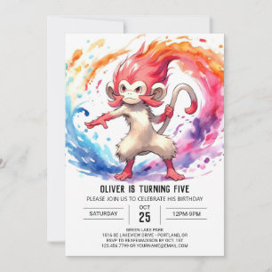 Modern Custom Monkey Birthday Invitation