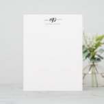 Modern Custom Monogram Brush Script Stylish Letterhead<br><div class="desc">Chic and stylish,  this modern custom monogram stationery letterhead is a sophisticated minimalist design that combines your monogram in a brush script with flourishes along your name in elegant serif typography.</div>