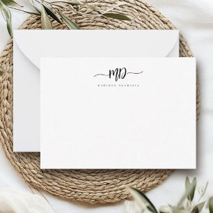 Modern Custom Monogram Brush Script Stylish Note Card