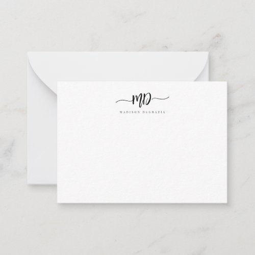 Modern Custom Monogram Brush Script Stylish Note Card