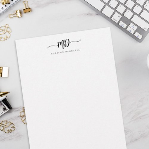 Modern Custom Monogram Brush Script Stylish Stationery