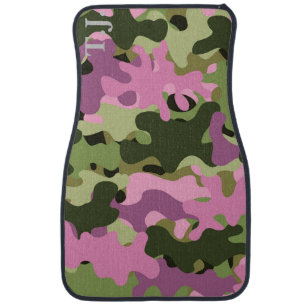 Modern Custom Monogram Colorful Camouflage Car Floor Mat
