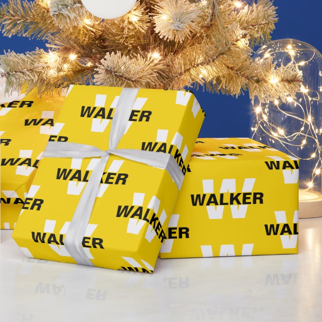 Modern Custom Monogram Name Gold Gift  Wrapping Paper (Holidays)