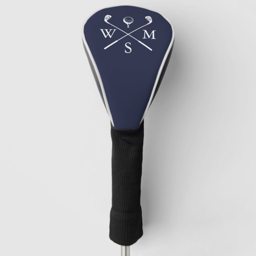 Modern Custom Monogram Navy Blue Golf Head Cover