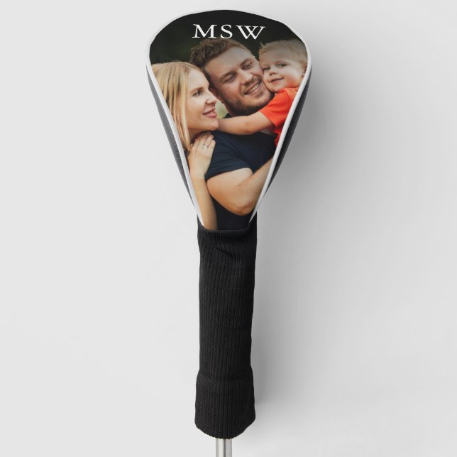 Modern Custom Monogram Photo Golf Head Cover (Front)