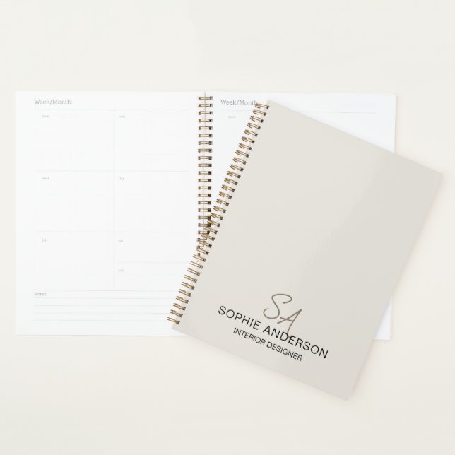 Modern Custom Monogram Professional Business Planner (Display)