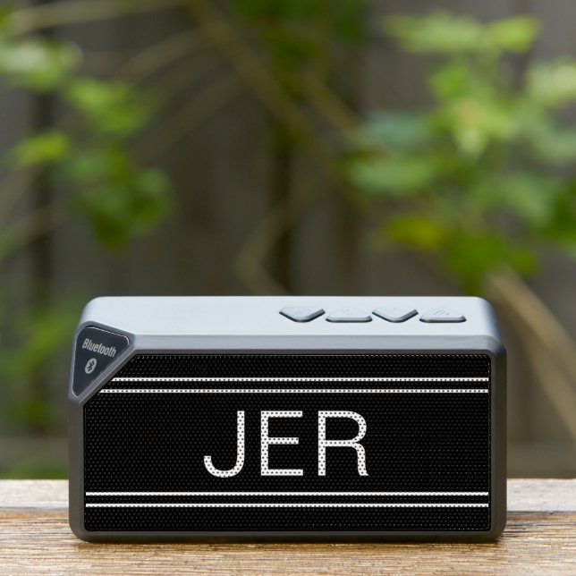 Modern Custom Monogrammed Initials Minimal Black Bluetooth Speaker (Insitu(Outdoor))