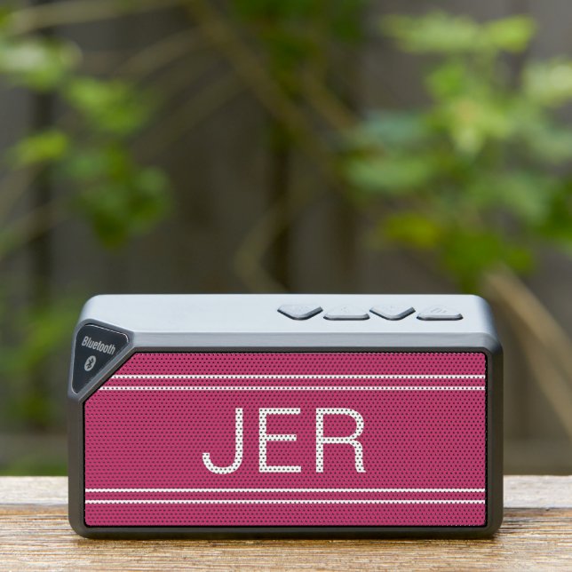 Modern Custom Monogrammed Initials Minimal Pink Bluetooth Speaker (Insitu(Outdoor))