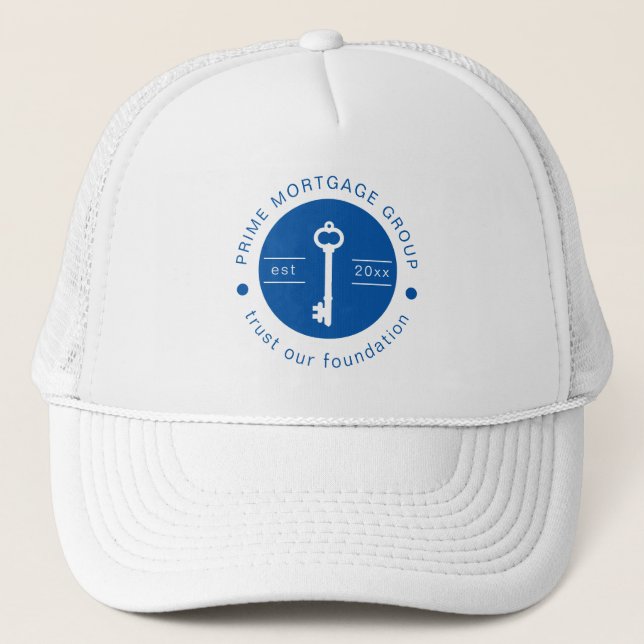 Modern Custom Mortgage Company Add Your Logo Trucker Hat (Front)