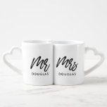 Modern custom Mr and Mrs Coffee Mug Set<br><div class="desc">Mr and Mrs couple mug set,  customizable with your own name and your favorite colors.</div>
