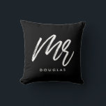 Modern custom Mr. Throw Pillow<br><div class="desc">Mr and Mrs couple pillows,  customizable with your own name and your favorite colors.</div>