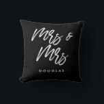 Modern custom Mrs and Mrs lesbian couple Throw Pillow<br><div class="desc">Mrs and Mrs couple pillows,  customizable with your own name and your favorite colors.</div>