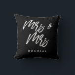 Modern custom Mrs and Mrs lesbian couple Throw Pillow<br><div class="desc">Mrs and Mrs couple pillows,  customizable with your own name and your favorite colors.</div>