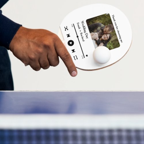Modern Custom music song couple playlist photo Ping Pong Paddle