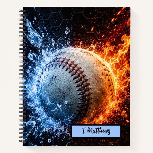 Modern Custom Name Baseball Notebook