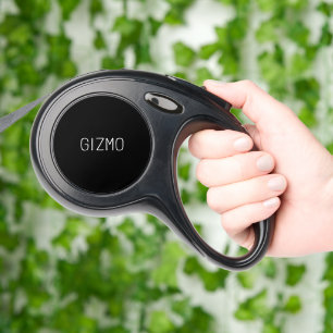 Modern Custom Name Black and White Dog Retractable Pet Leash